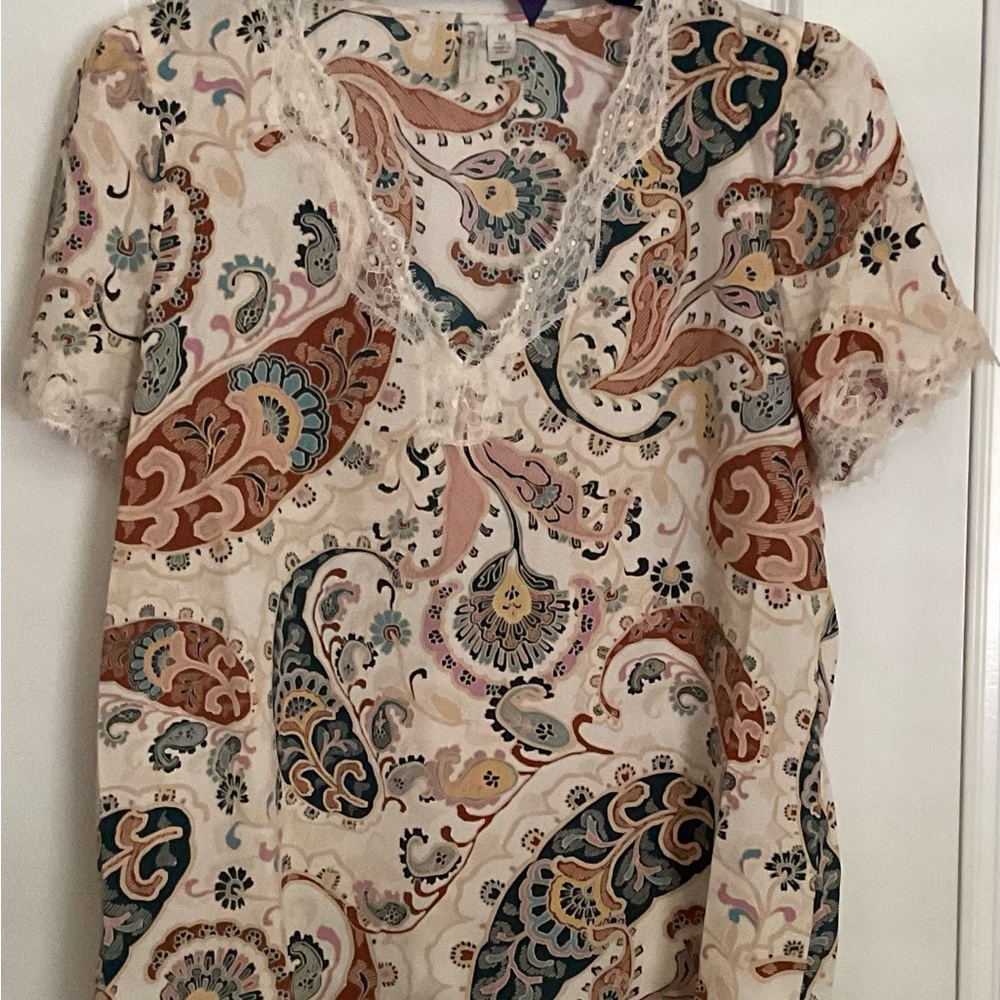 Cato Multicolor Paisley Lace Blouse